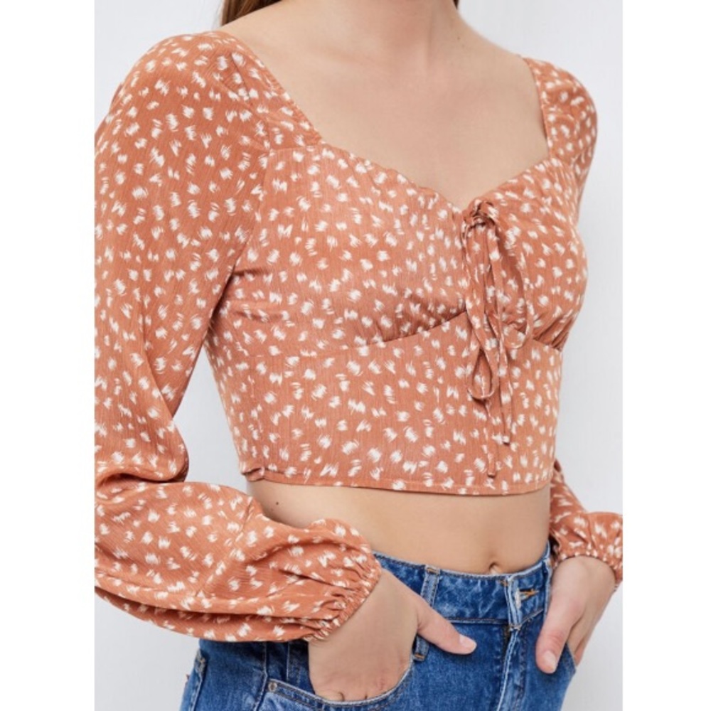 LA Hearts Long Sleeve Tie Front Top